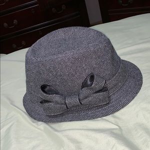 black and grey bow tie hat